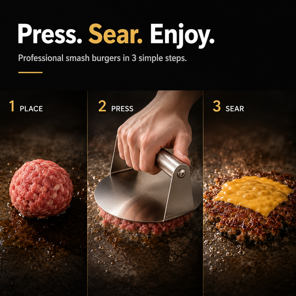 🍔 (2-Pack)-Stainless Steel Smash Burger Press – Make Restaurant-Style Crispy Burgers at Home