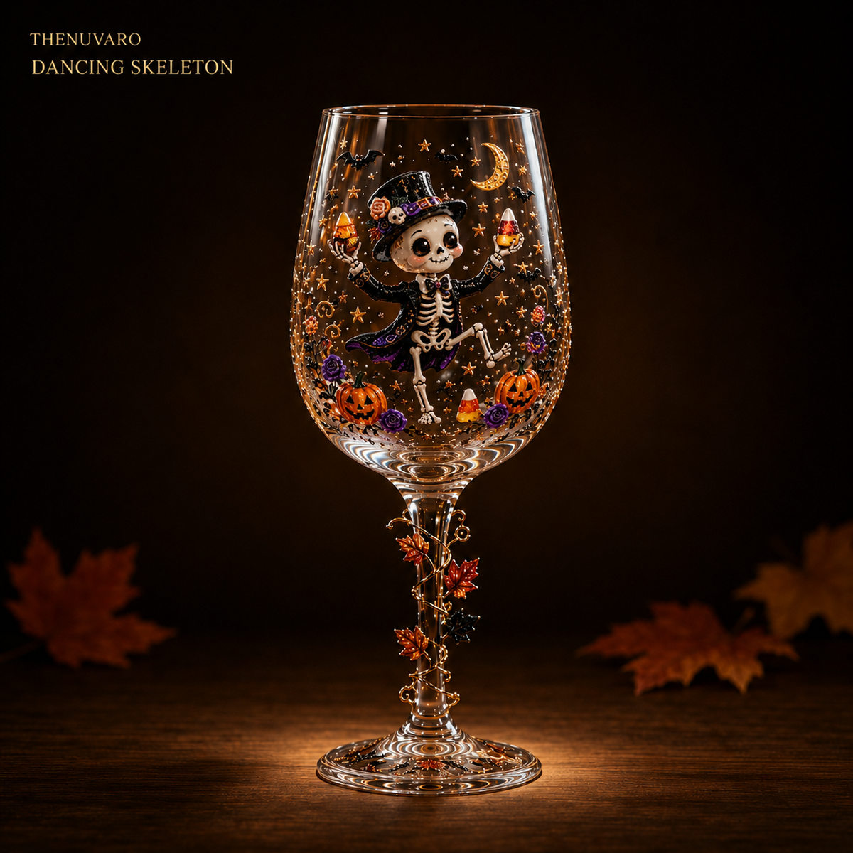 🎃 6-Piece Halloween Decorative Wine Glass Set – Spooky Collectible Goblets